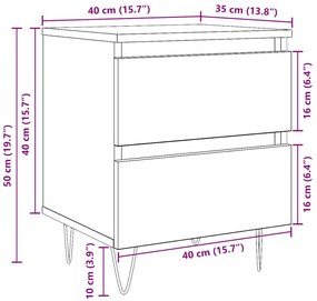 Mesa de cabeceira 40x35x50 cm derivados madeira carvalho sonoma
