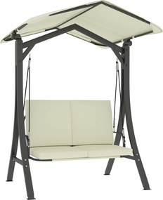 Outsunny Balanço estilo Hollywood com toldo ajustável e almofada, 2 lugares, até 220 kg, 150x120x182 cm, Creme branco | Aosom Portugal