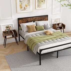 Conjunto de 2 mesas de cabeceira, Mesa de apoio modernas de meados do século de 2 níveis 50 x 32 x 58 cm Castanho