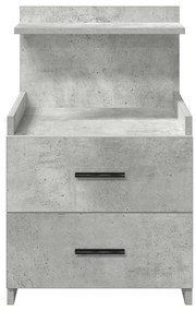 Mesas de cabeceira 2 peças com 2 gavetas cinza concreto 40x36,5x62 cm