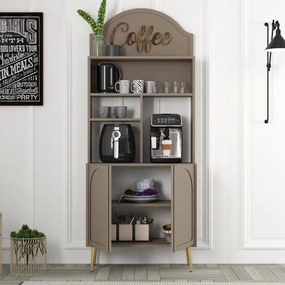 Armário de Cozinha/Sala "Caffè" - Atlas e Dourado - 81.3x201x35cm - De