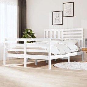 Estrutura de cama 5FT King 150x200 cm madeira maciça branco