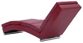 Chaise longue couro artificial vermelho tinto