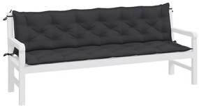 Almofadões banco jardim 2 pcs 200x50x7cm tecido oxford preto