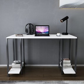 Secretária Academy – Preto e Branco – 125,2 cm x 60 cm x 73,8 cm