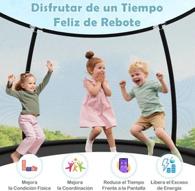 Trampolim exterior com escada Ø366 cm, para jardim com rede de segurança, cobertura de borda e estrutura metálica , preto.