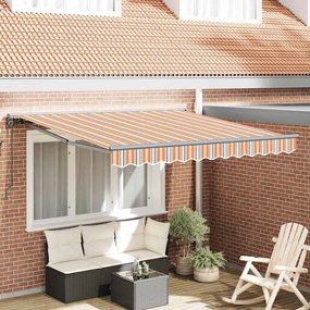 vidaXL Toldo Retrátil Azul e Laranja 300 x 250 cm Poliéster e Metal