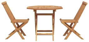 Conjunto Bistro de Jardim Dobrável de 3 Peças de Madeira Sólida de Acá