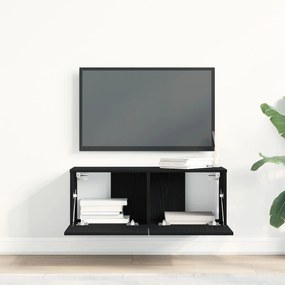Armários de parede para TV (Conjunto de 2) - Carvalho Preto, 80x30x30