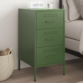 Mesa de cabeceira 36x39x68 cm aço verde-azeitona
