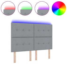 Cabeceira LED Cinza Claro 72 cm Tecido