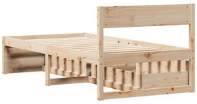 Cama sem colchão 75x190 cm madeira de pinho maciça