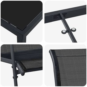 Conjunto de Jantar de Jardim com 7 peças, Preto, Textilene e Aço