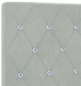Cabeceira com Botão de Cristal Tufted Cinza Claro 160 cm Veludo