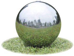 vidaXL Fonte esfera com LEDs para jardim 40 cm aço inoxidável