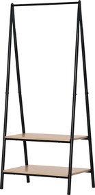 HOMCOM Suporte para Cabides com 2 Prateleiras de Armazenamento Barra para Pendurar e Estrutura de Aço 64x42,5x149 cm Preto | Aosom Portugal