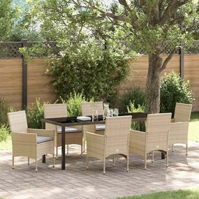 vidaXL Conjunto de Jantar de Jardim com 7 Peças e Almofadas