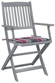 Cadeiras exterior dobráveis c/ almofadões 4 pcs acácia maciça