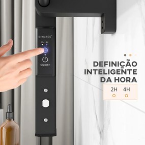 HOMCOM Toalheiro Elétrico de Parede ou Solo 150 W Aquecedor de Toalhas de Liga de Alumínio com Função de Temporizador e 8 Barras para Casa de Banho 53x35x90 cm Preto