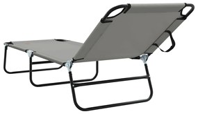 Espreguiçadeira Dobrável 2 pcs Cinza em tecido Oxford 600D