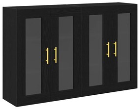 Armários Suspensos 2 peças Carvalho Preto 69,5 x 34 x 90 cm em Madeira