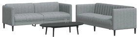 2 pcs conjunto de sofás tecido cinzento-claro