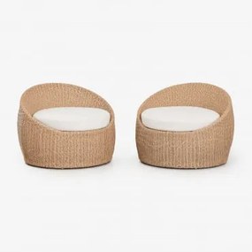 Pack De 2 Poltronas De Jardim Em Rattan Sintético Clarnyx Natural - Sklum