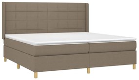 Cama box spring colchão/LED 200x200cm tecido cinza-acastanhado