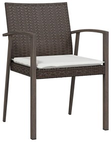 3 pcs conjunto de jantar p/ jardim c/ almofadões vime PE e aço