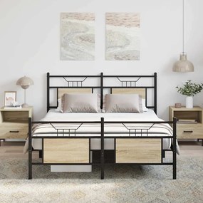 Estrutura cama s/ colchão derivados de madeira carvalho sonoma