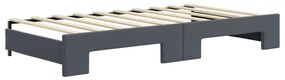 Sofá-cama c/ gavetão e colchões 90x190cm veludo cinzento-escuro