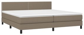 Cama box spring colchão/LED 200x200cm tecido cinza-acastanhado