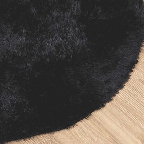Tapete shaggy de pelo alto NAVARRA 160x160 cm poliéster preto