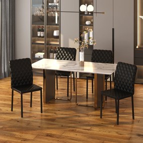 Conjunto de 4 Cadeiras de Sala de Jantar Estofadas (MESA NÃO INCLUIDA) com Pés de Metal Cadeiras Modernas 41x50x91 cm Preto