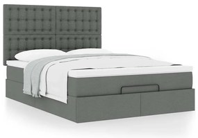 Estrutura de cama otomana com colchão 140x190cm cinzento escuro