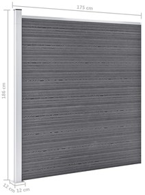 Painel de vedação para jardim 175x186 cm WPC cinzento