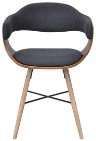 Cadeiras jantar 2 pcs madeira curvada e tecido cinzento-escuro