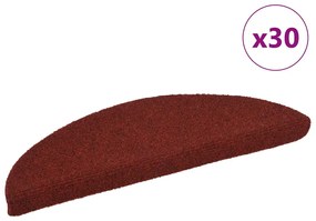 Tapetes de escada adesivos 30 pcs 56x17x3 cm vermelho