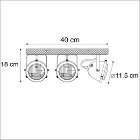 Spot industrial em aço com madeira basculante 3-light - Emado Industrial