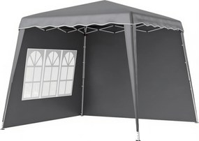 Outsunny Tenda Dobrável de Jardim 240x240 cm com 2 Paredes Laterais Altura Ajustável UV50+ e Bolsa de Transporte Cinzento | AOSOM Portugal