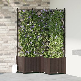 vidaXL Vaso de Jardim com Treliça 3 pcs Marrom 80x80x143 cm