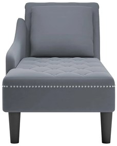 Chaise lounge c/ almofada/apoio de braços direito veludo