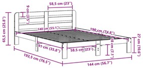 Cama sem colchão 140x190 cm madeira de pinho maciça branco