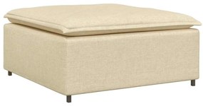 Sofá modular com pufes e almofadas tecido creme