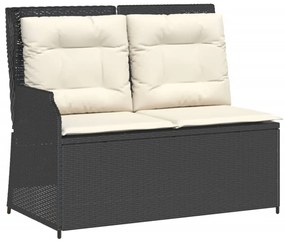 7 pcs conjunto lounge de jardim c/ almofadões vime PE preto