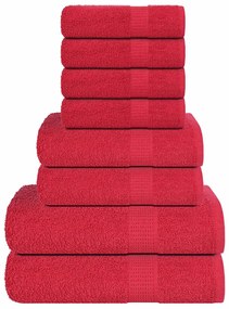 vidaXL 8pcs Conjunto toalhas banho 360 gsm 100% algodão vermelho