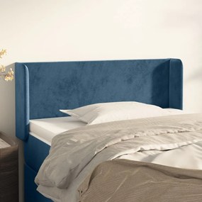 Cabeceira de cama c/ abas veludo 83x16x78/88 cm azul-escuro