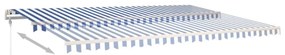 Toldo autom. com LED e sensor de vento 500x350 cm azul/branco