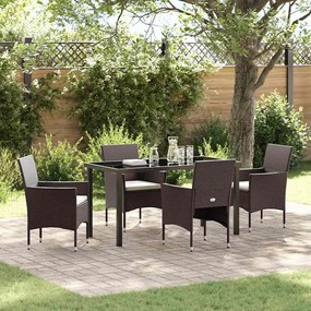 vidaXL Conjunto de jantar para jardim com 5 peças em poliratan marrom