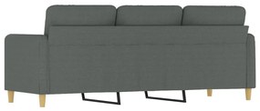 Sofá de 3 lugares 180 cm tecido cinza-escuro